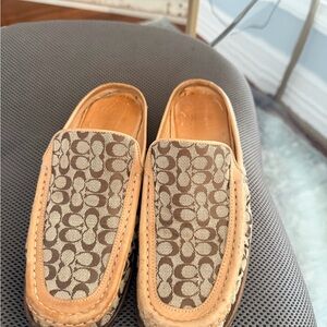 Coach Monogram Canvas Driving Loafers - Brown/Tan